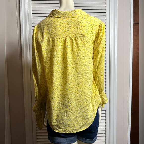 Anthropologie Maeve Blithe Sprinkle Print Collared Yellow Button Down Blouse - Picture 9 of 9